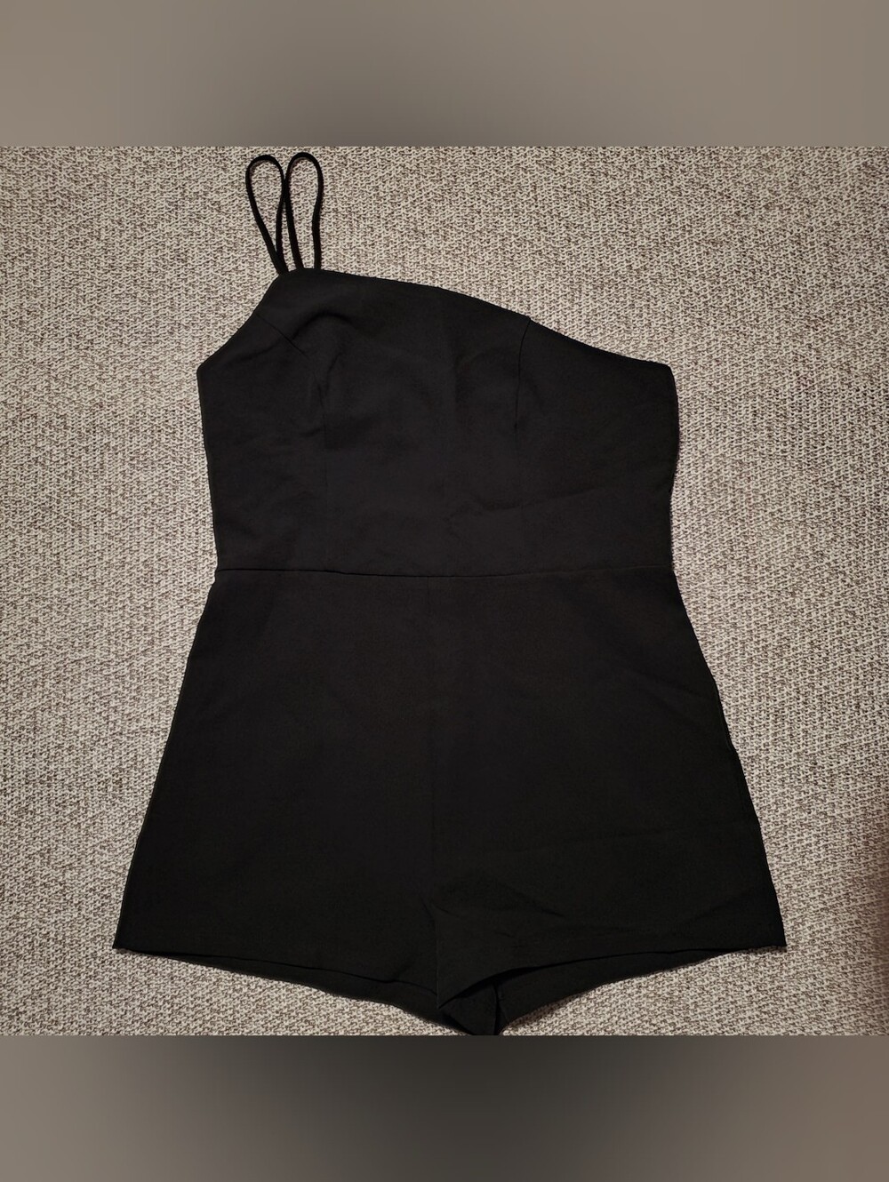 Cider Black One-Shoulder ' Romper with Double Straps